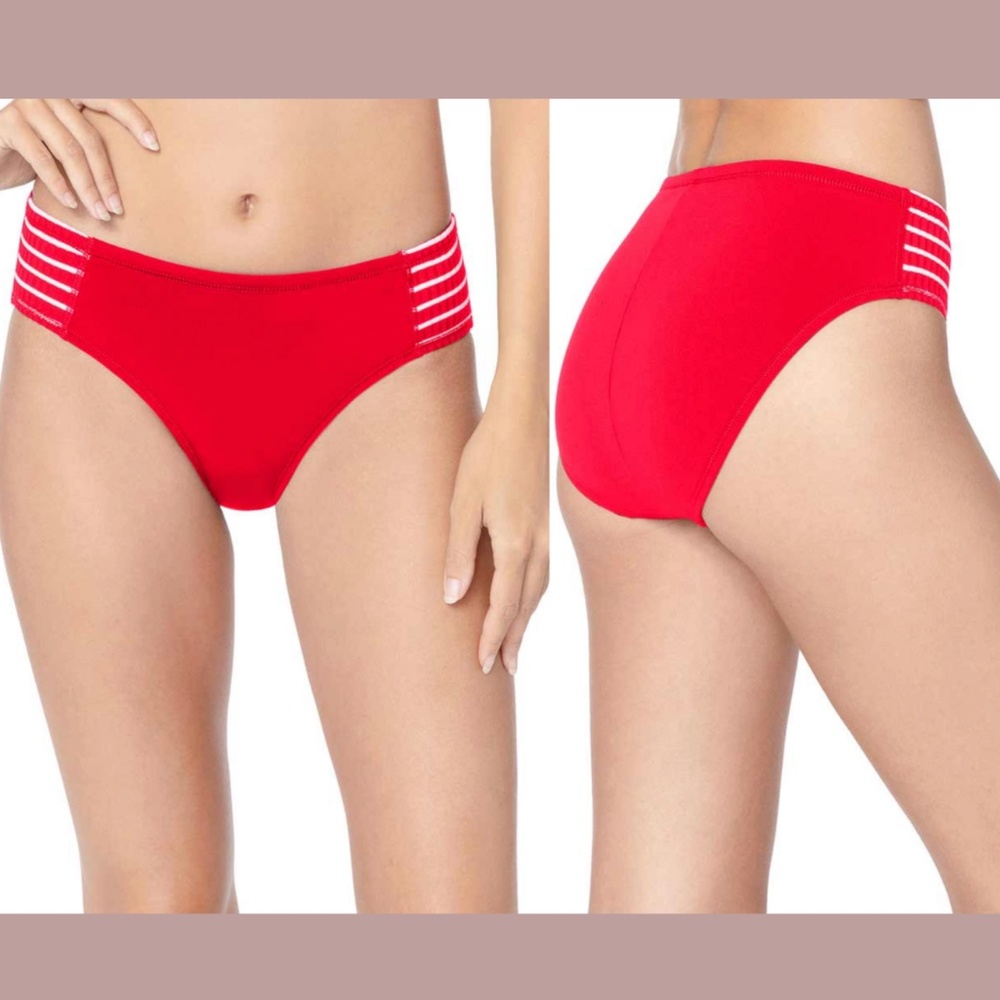NEW Robin Piccone Sailor High Waist‎ Bikini Bottoms Red [ SZ XS ]